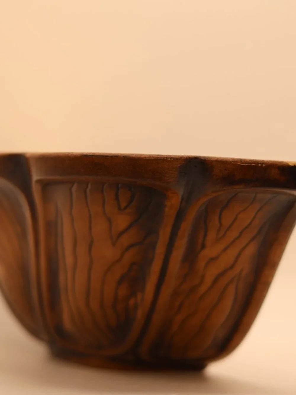 Vintage 1961 Treasure Craft Ceramic Wood Grain Planter Bowl (Compton, CA)